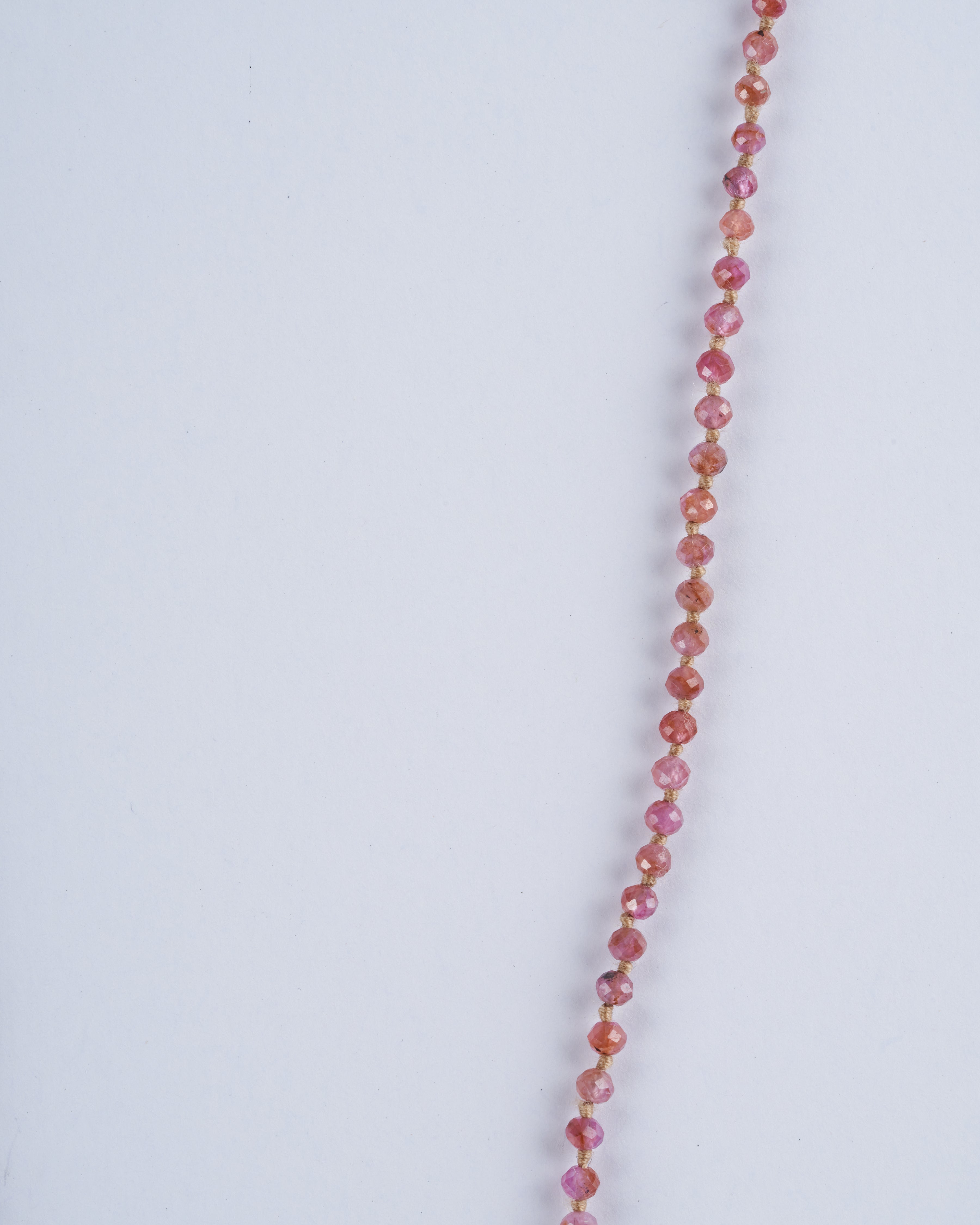 lena skadegard, 1.5mm ruby & pink sapphire necklace w/button closure - ruby and sapphire