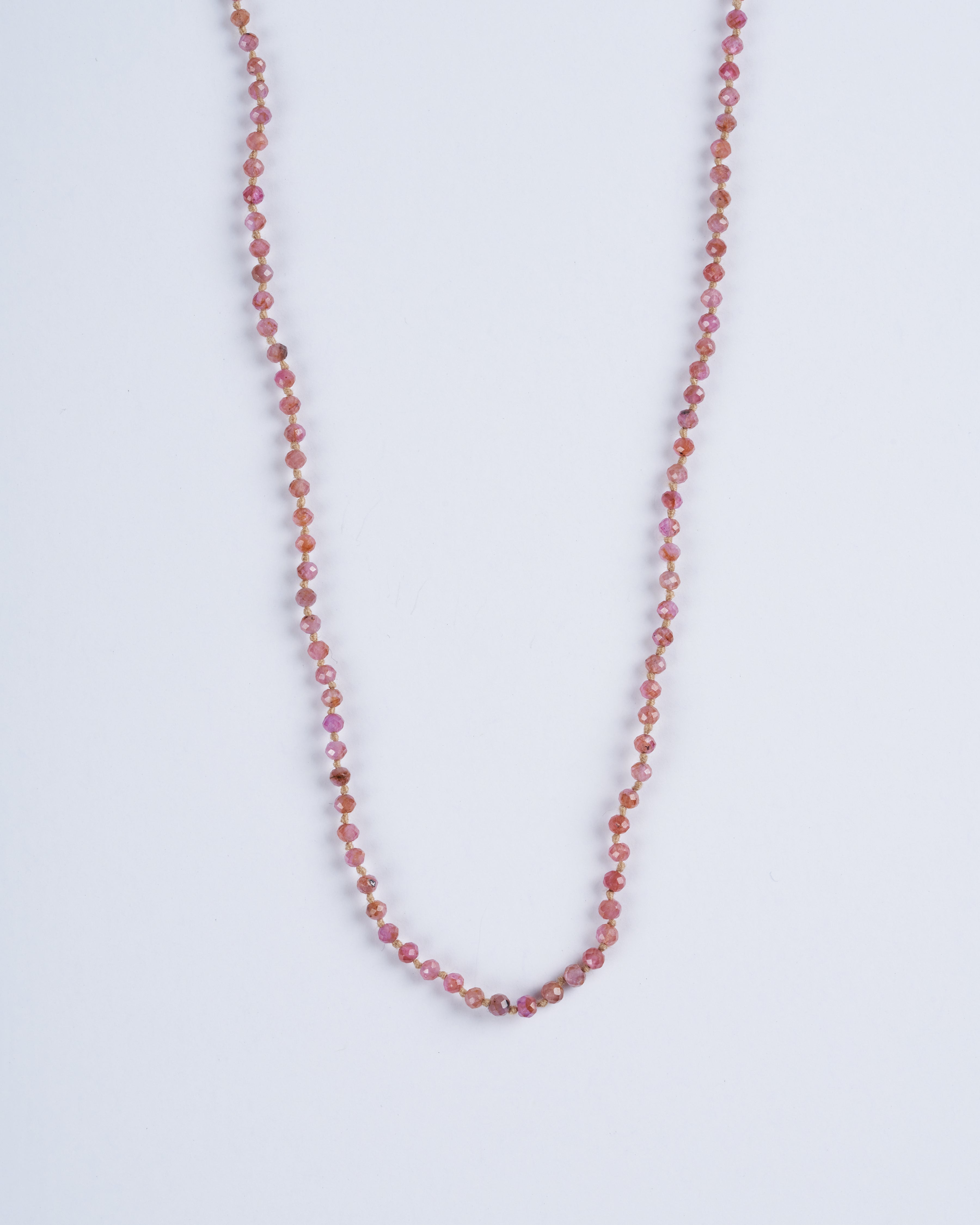 lena skadegard, 1.5mm ruby & pink sapphire necklace w/button closure - ruby and sapphire