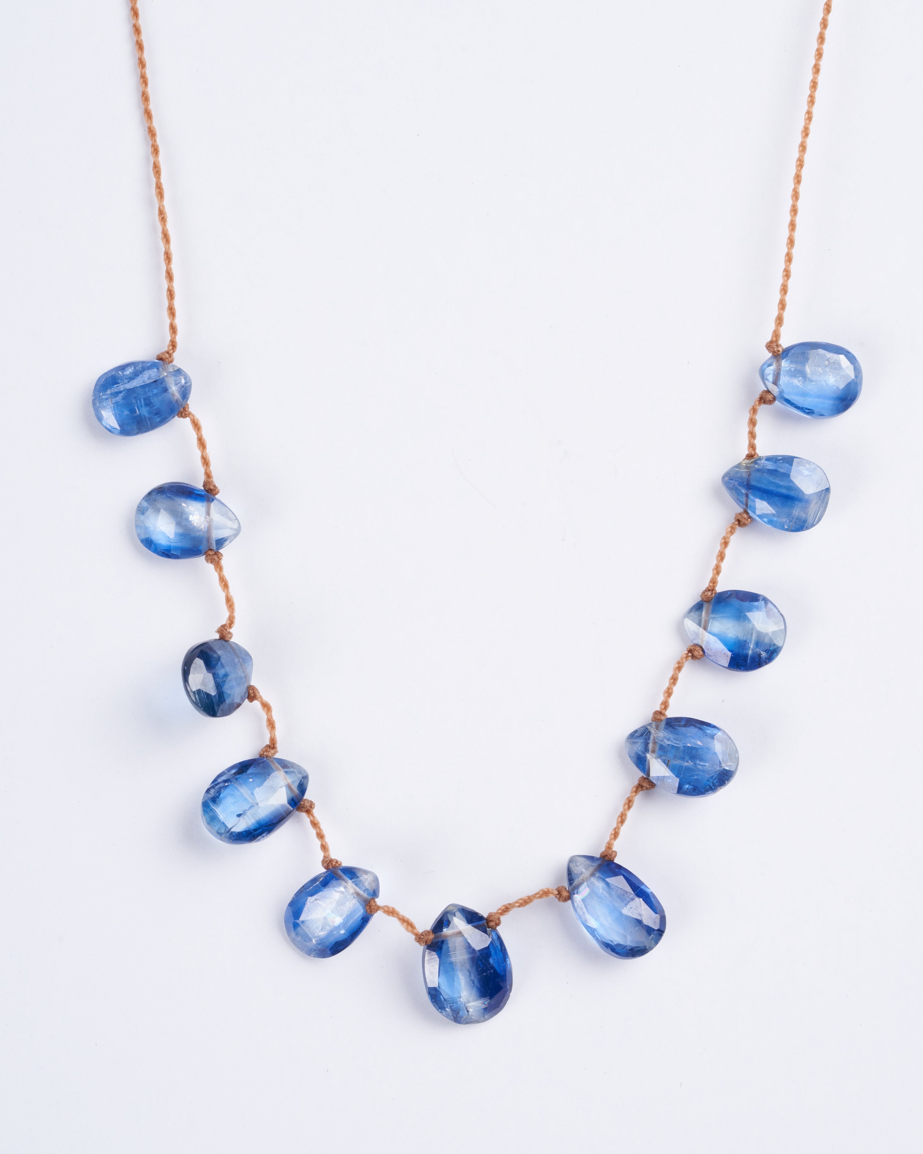 lena skadegard, 11 stone kyanite tassel necklace - stone