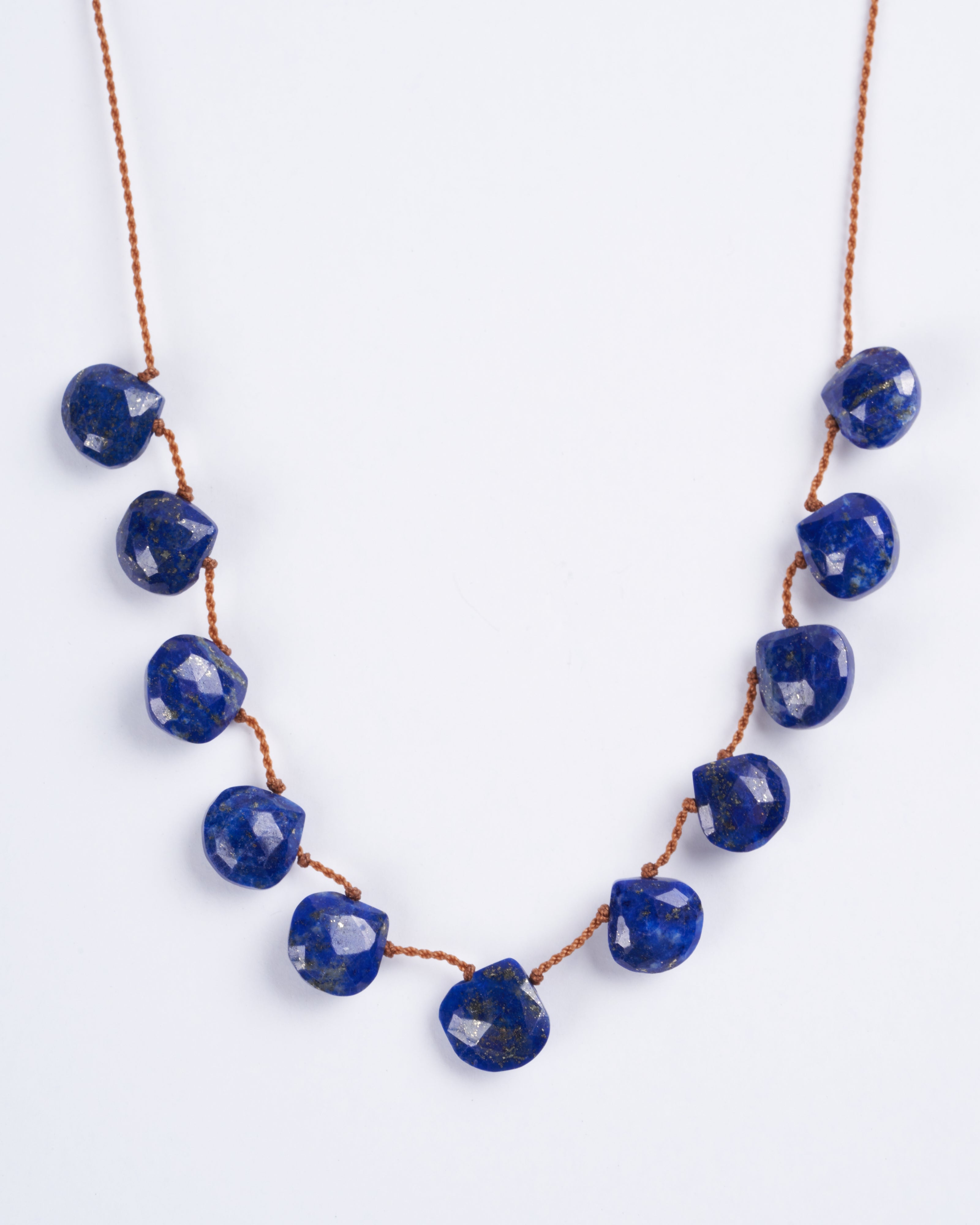 lena skadegard, 11 stone lapis tassel necklace - stone