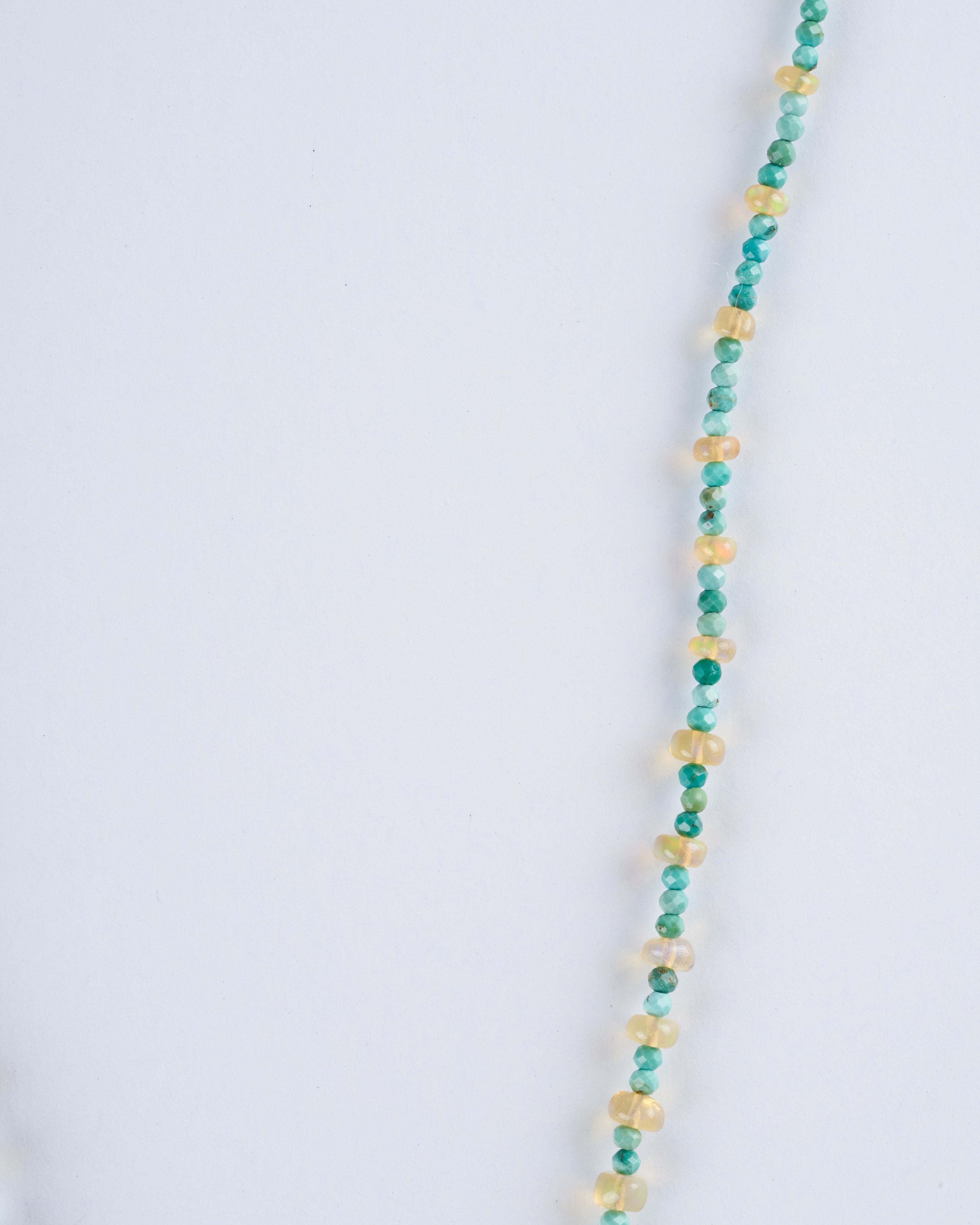 lena skadegard, 15" unknotted turquoise necklace w/ 9k gold clasp