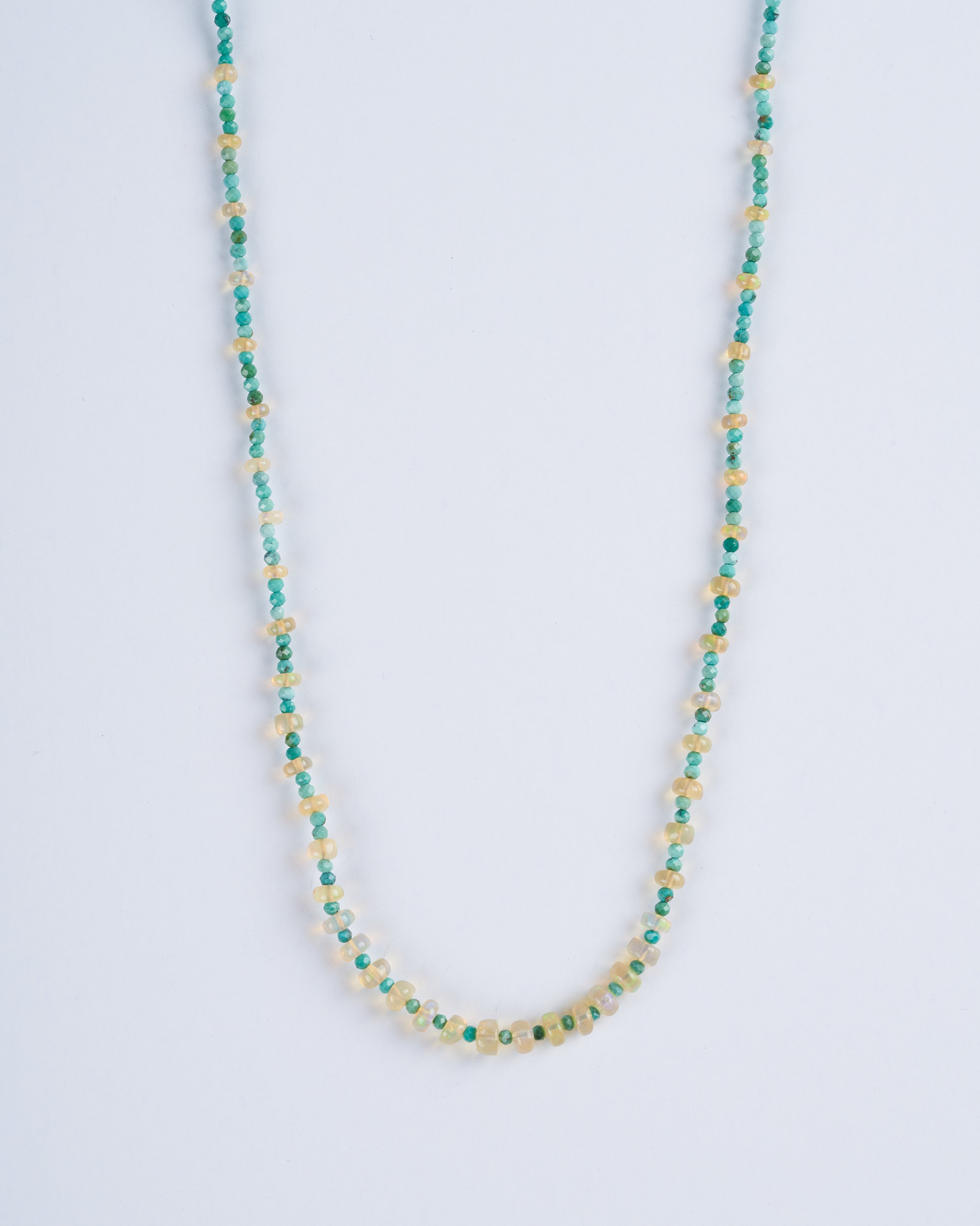 lena skadegard, 15" unknotted turquoise necklace w/ 9k gold clasp