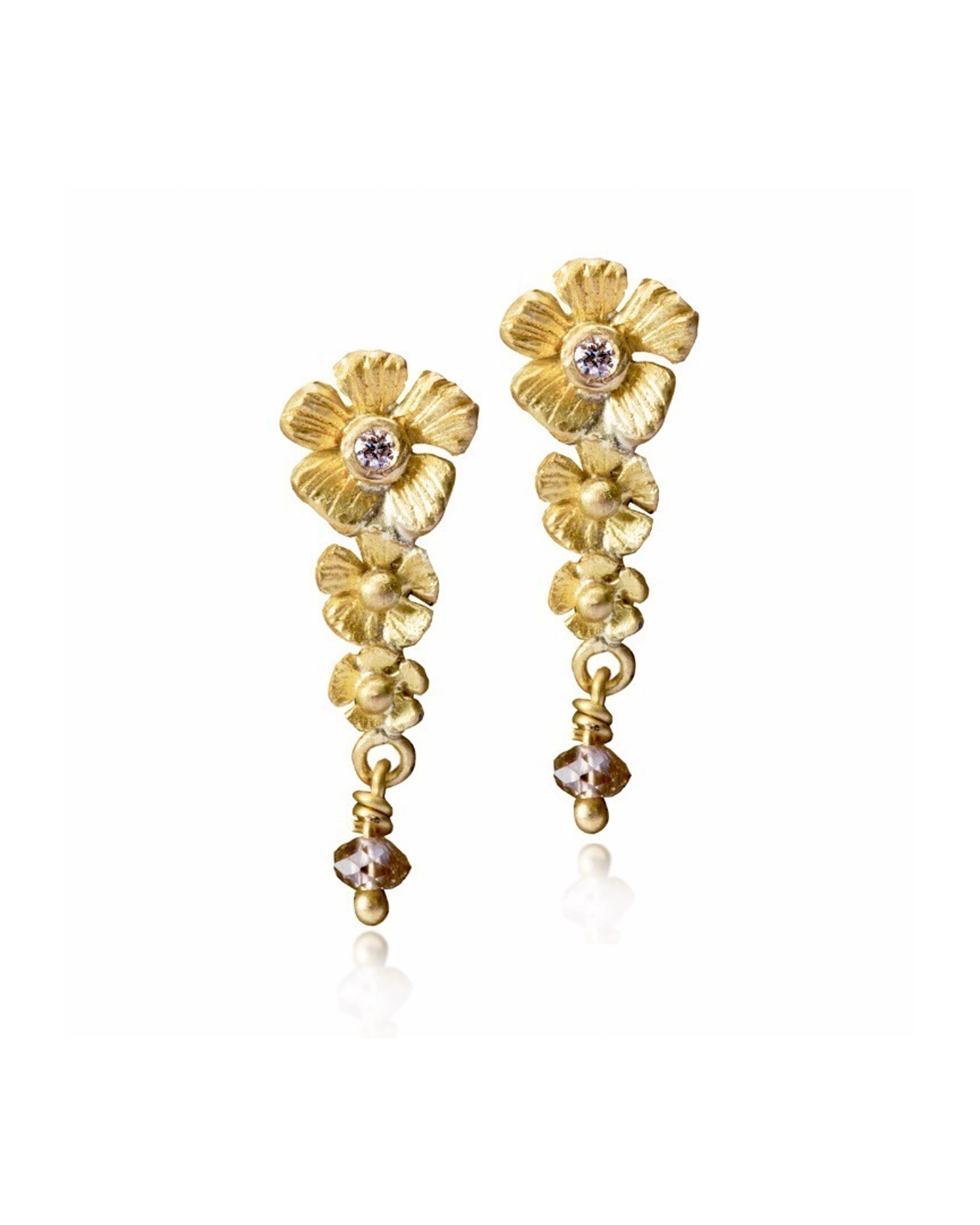 lene vibe, 18k gold earring with brillant diamond beads