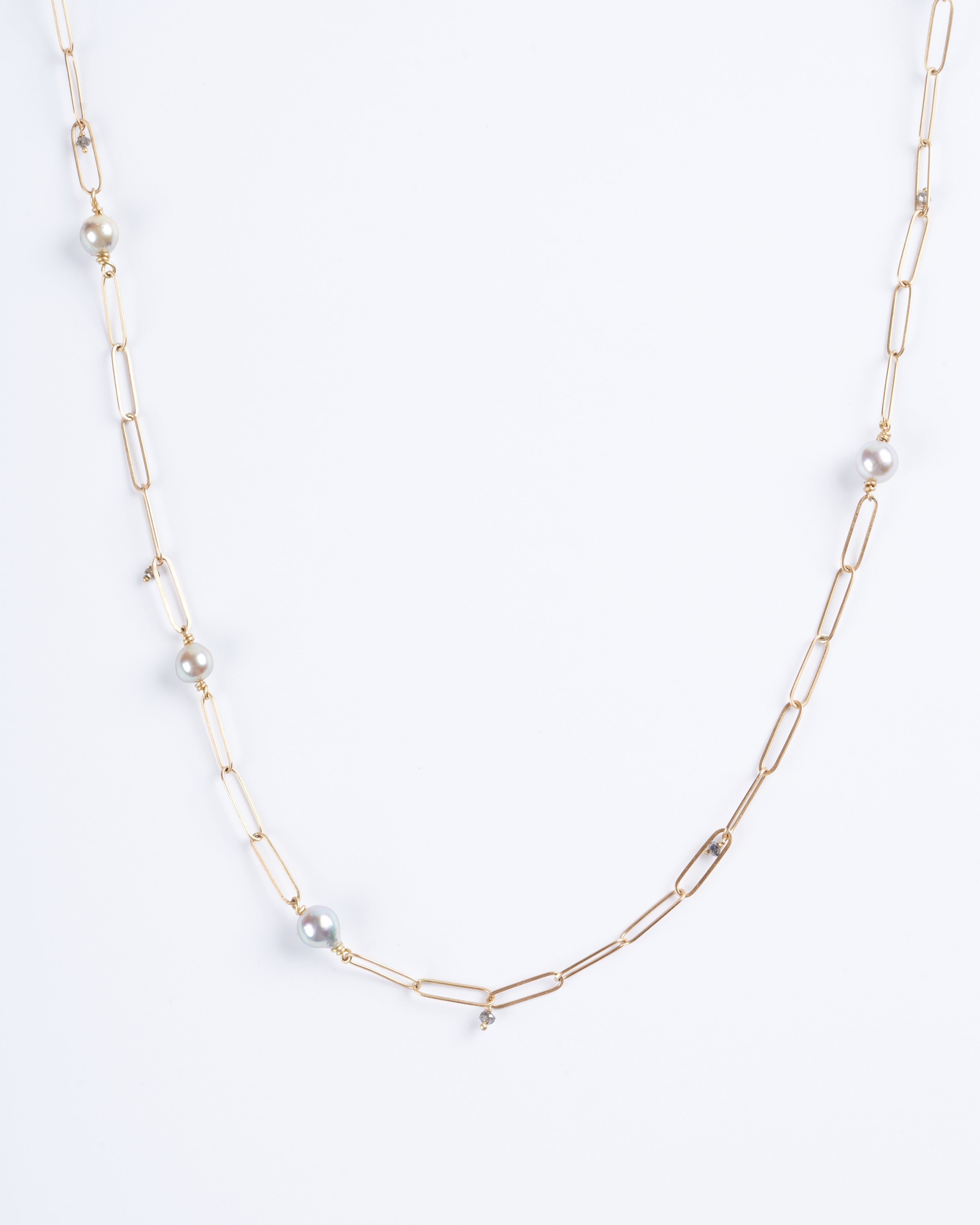 lene vibe, 18k yellow gold popsicle chain with akoya pearls and diamonds