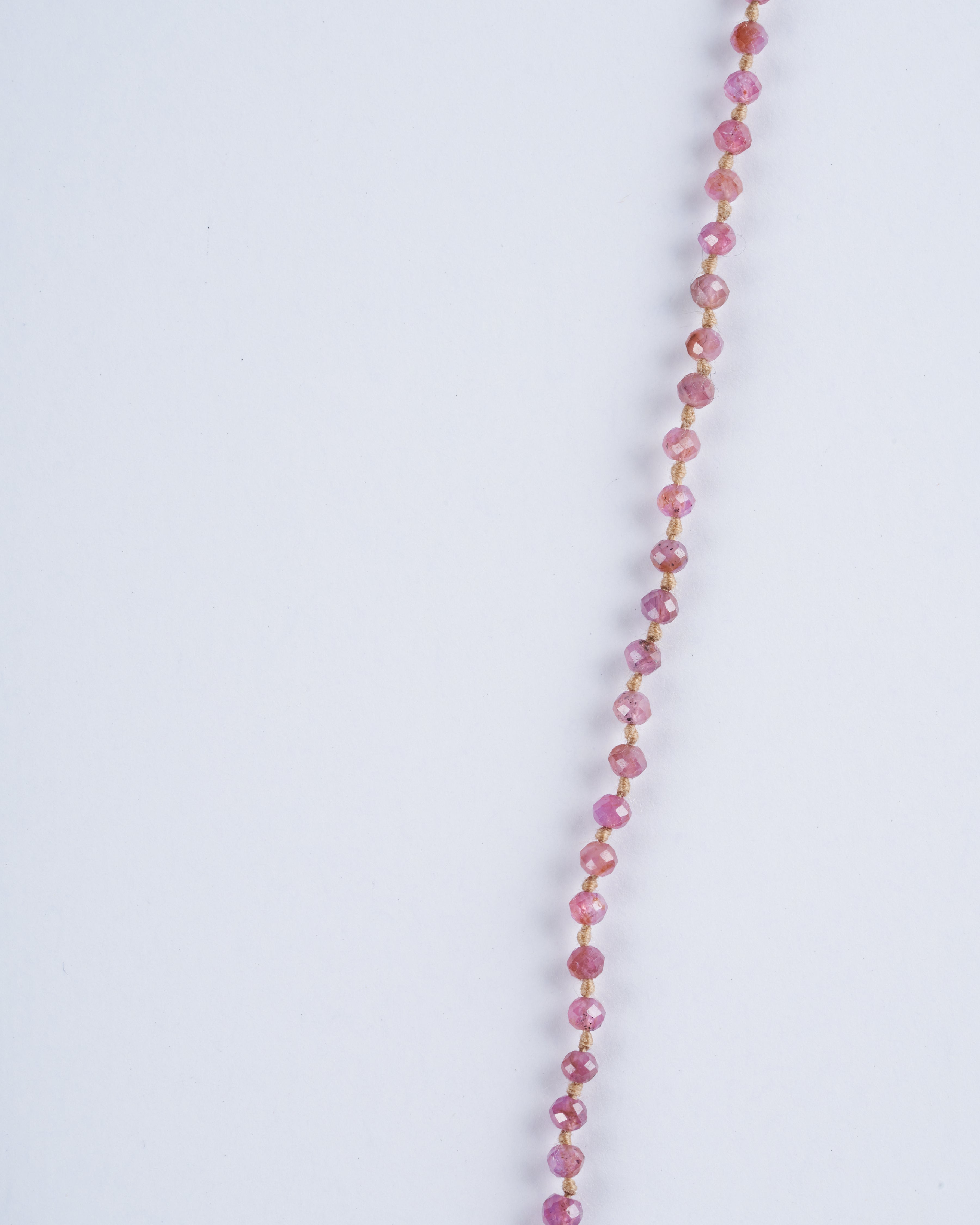 lena skadegard, 1mm pink sapphire necklace w/ 9k gold closure