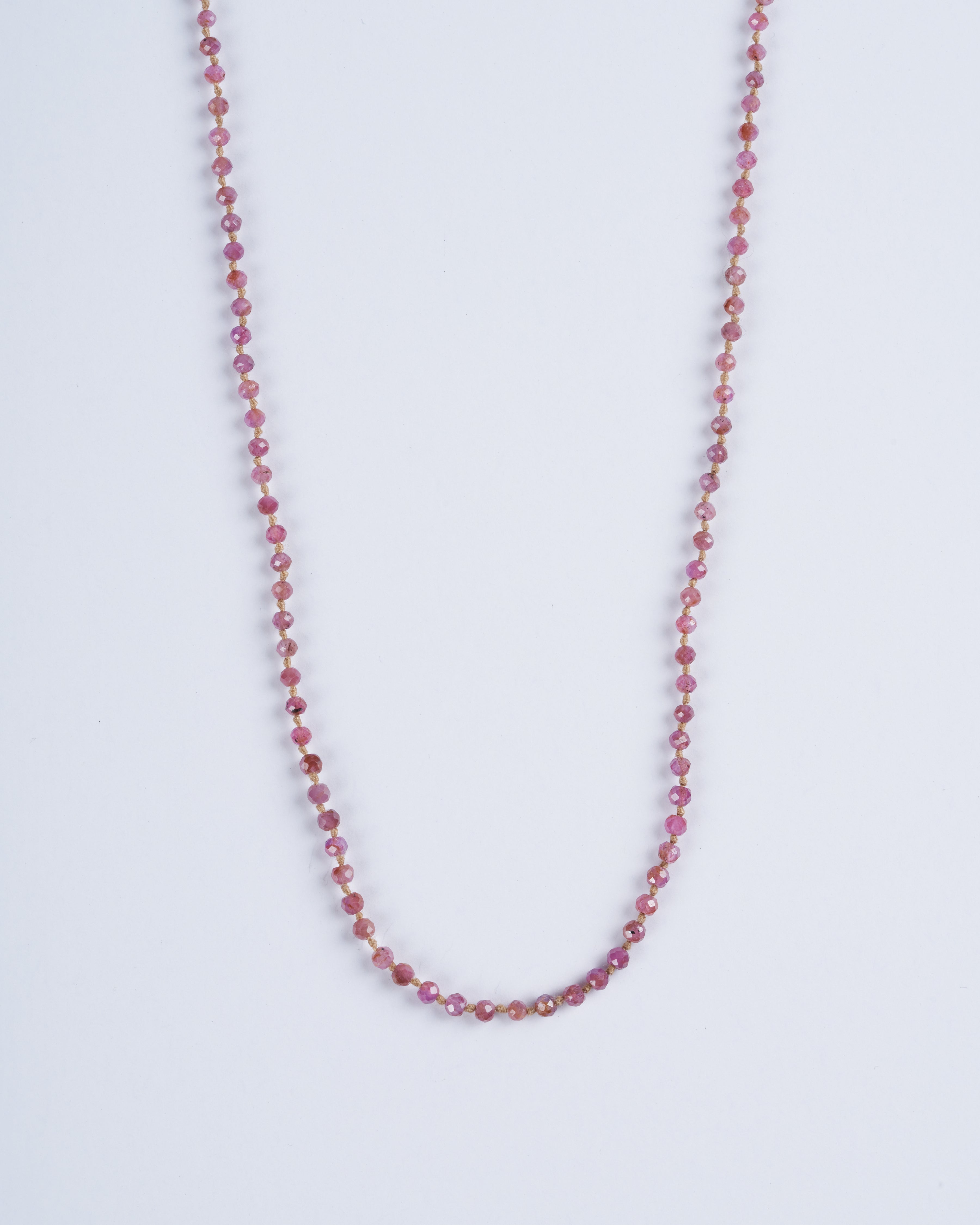 lena skadegard, 1mm pink sapphire necklace w/ 9k gold closure