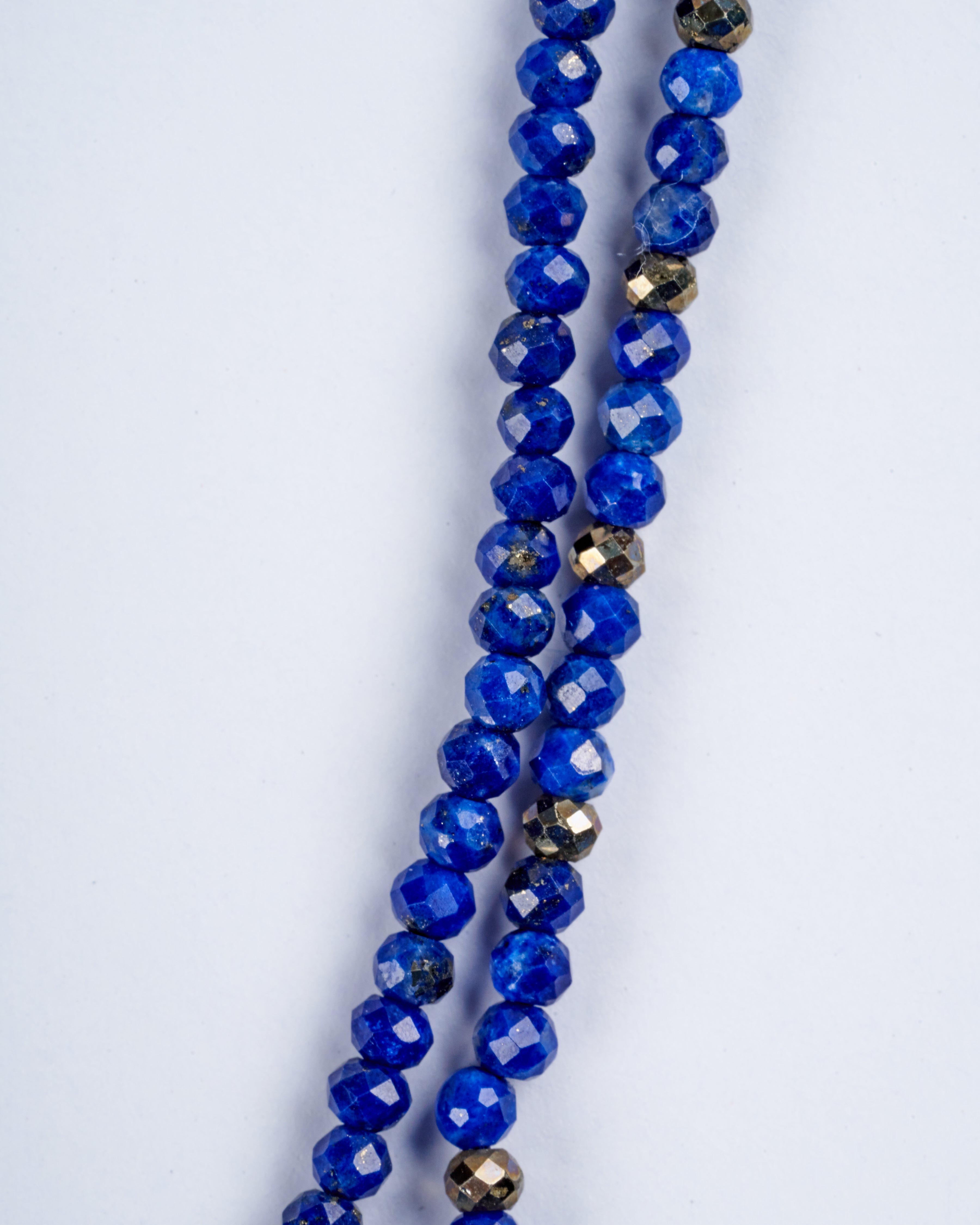 lena skadegard, 30" lapis / pyrite strand necklace