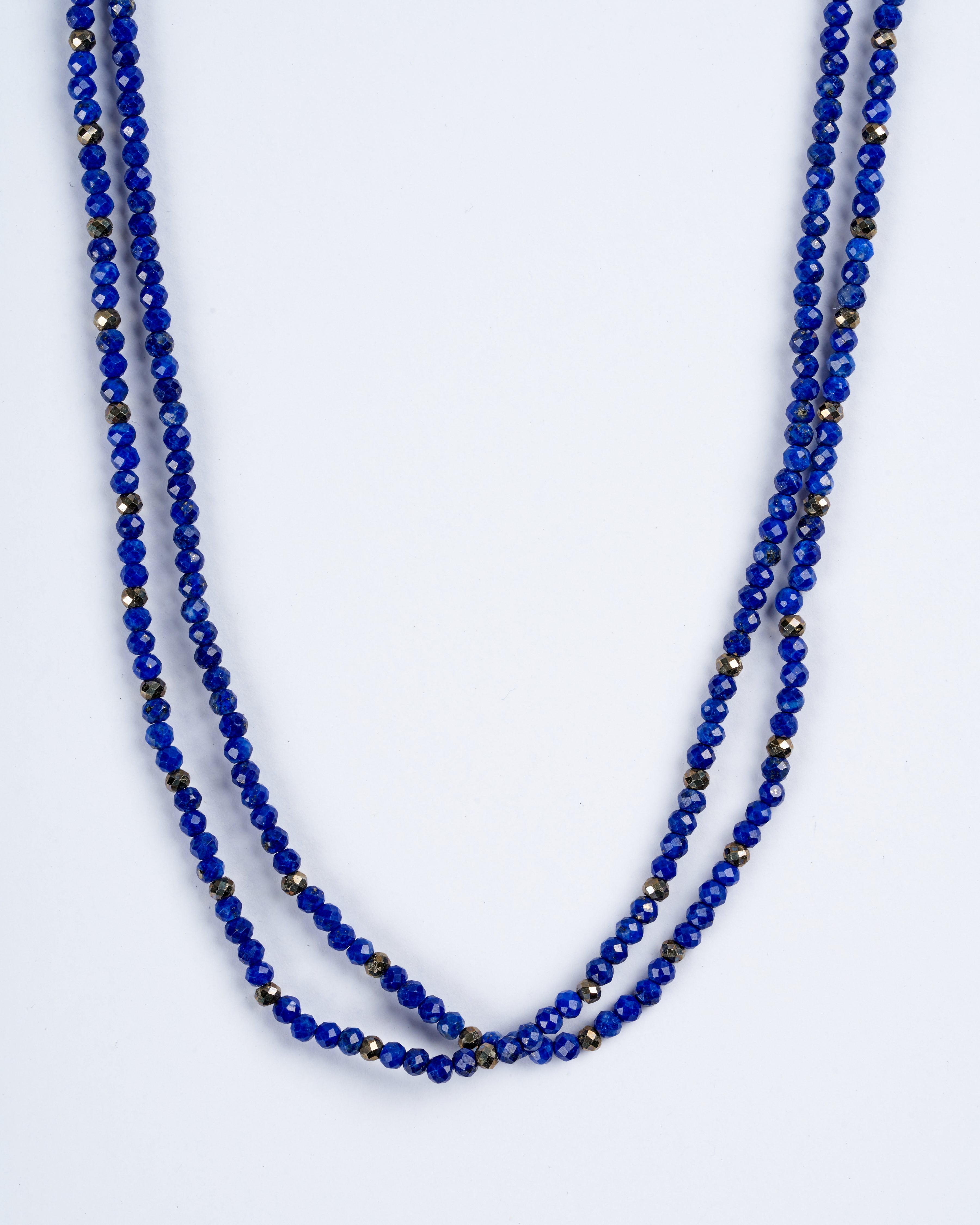 lena skadegard, 30" lapis / pyrite strand necklace