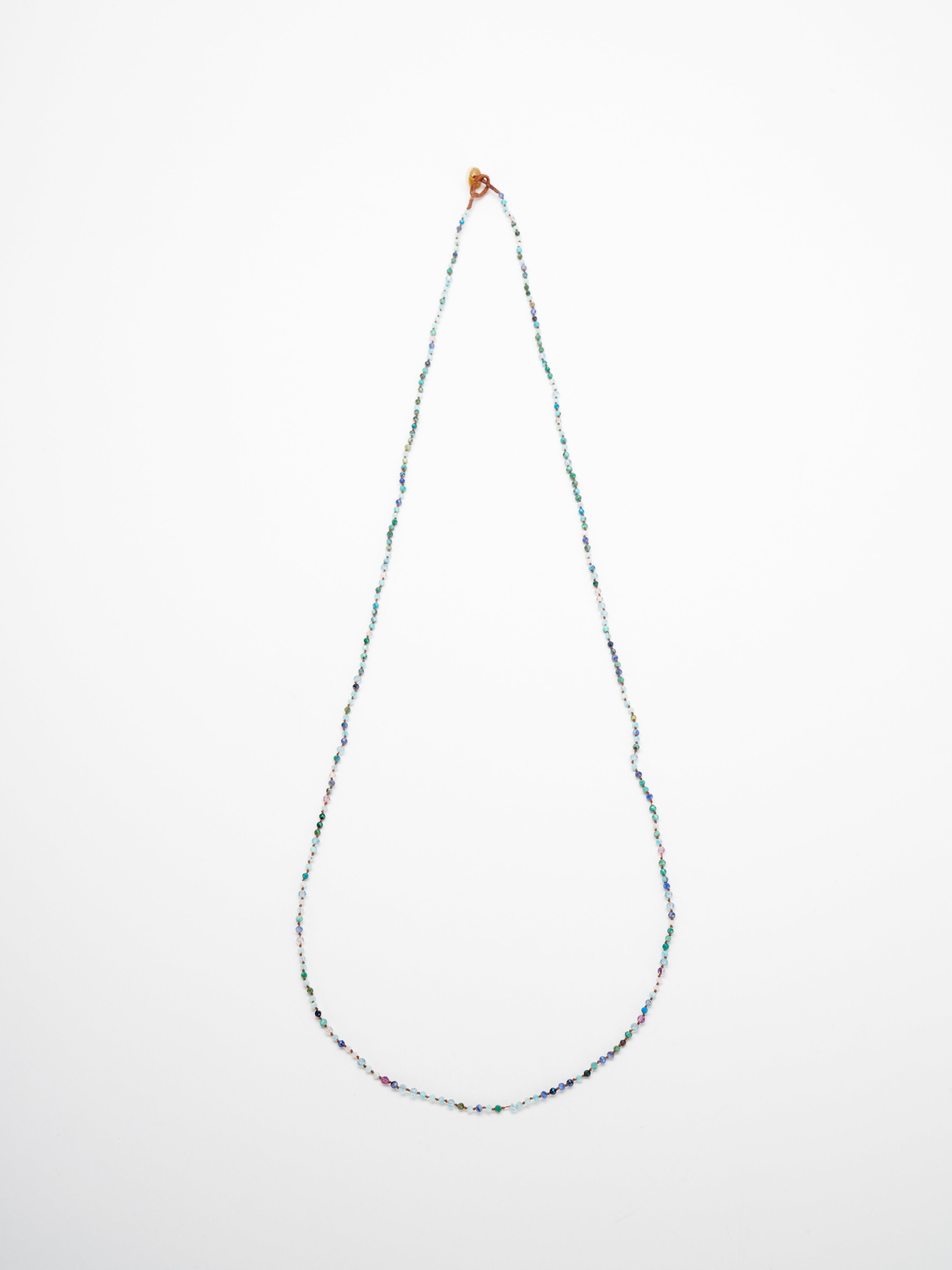 lena skadegard, 32 blue gem button necklace - blue