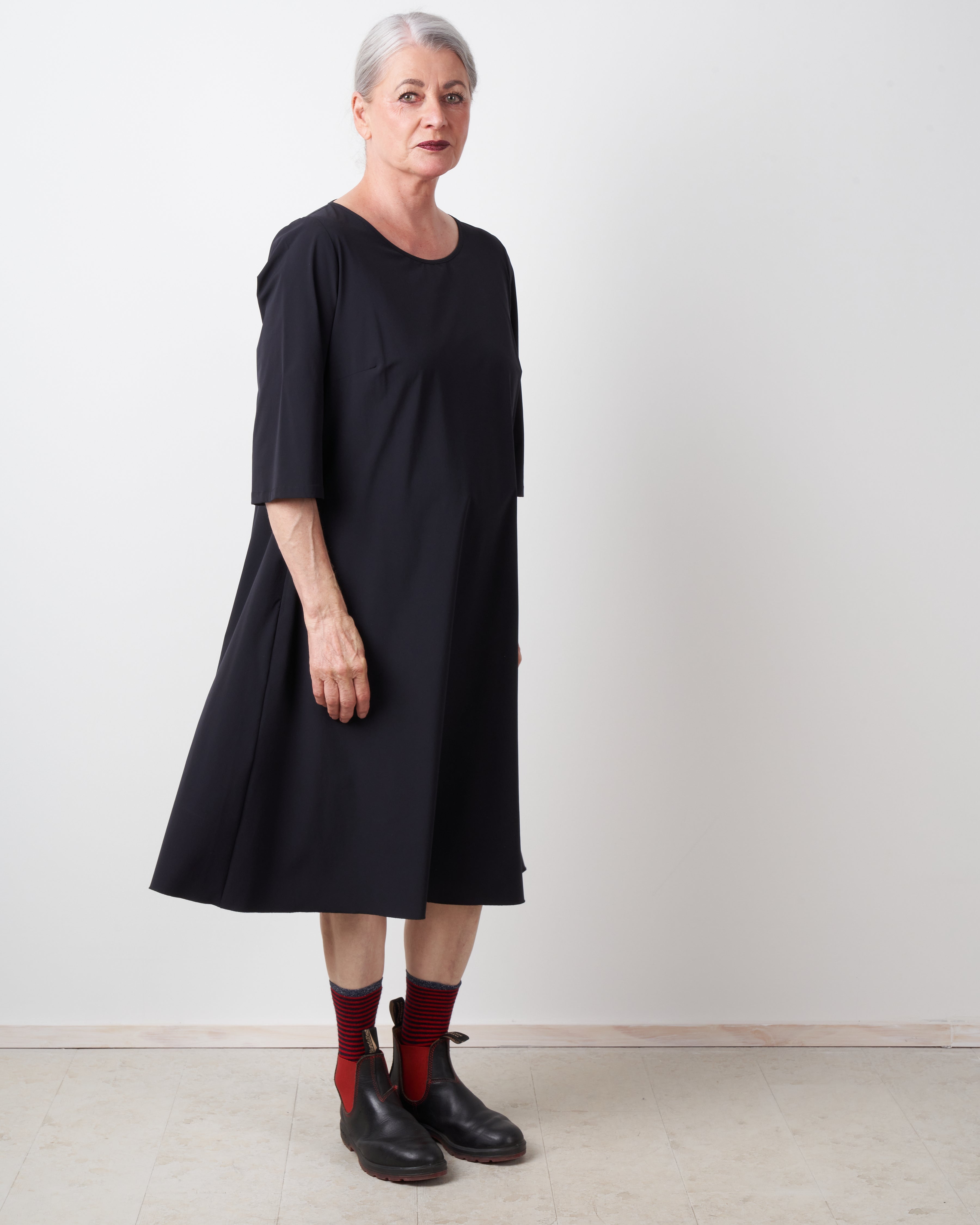 katharina hovman, 3/4 sleeve knit dress - black