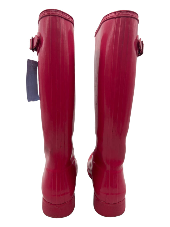 Hunter, Hunter Shoe Size 6 Pink Rubber Rain Boots Solid Knee High Boots