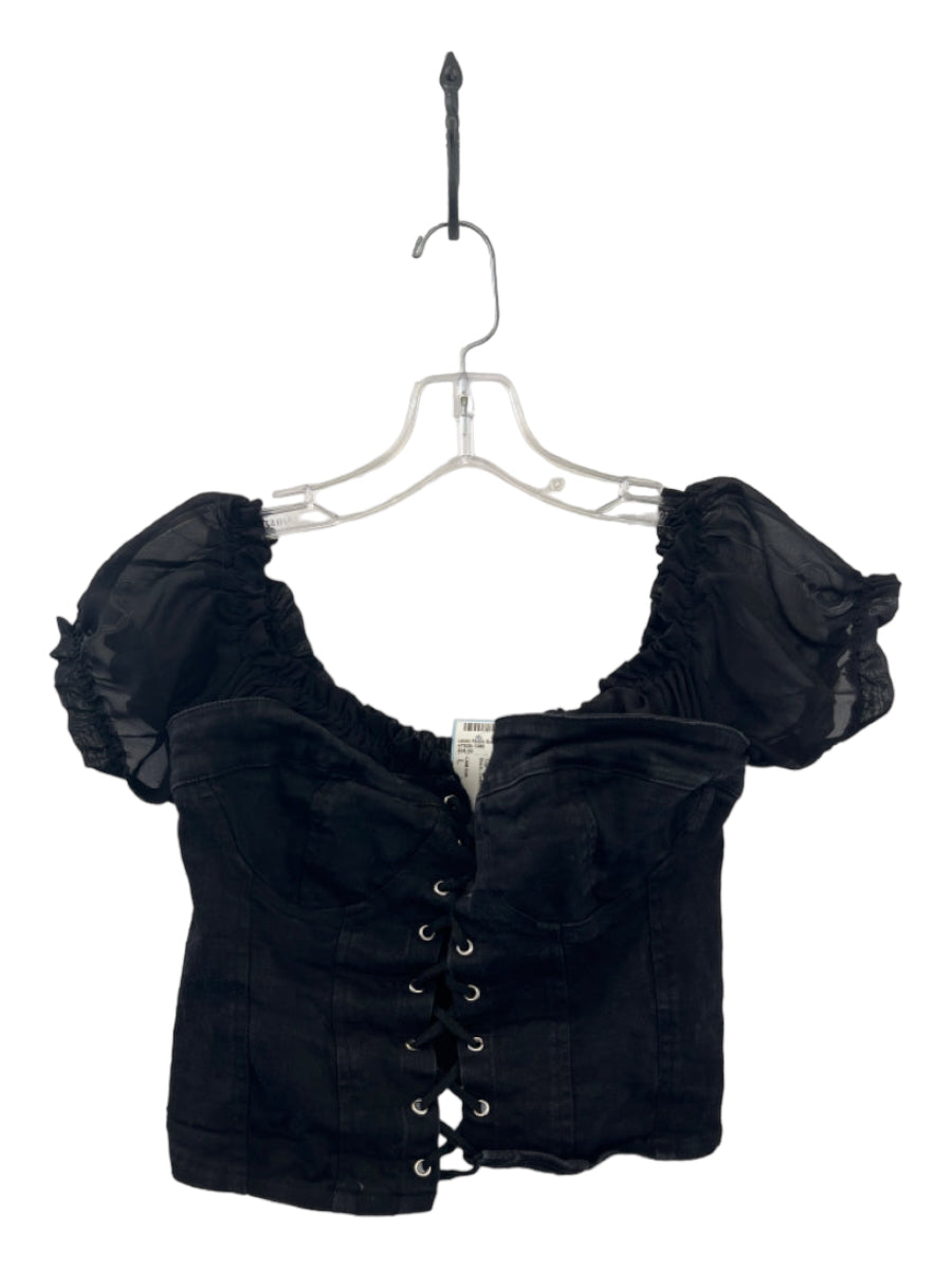 I.AM.GIA, I.AM.GIA Size L Black Cotton Corset lace up Top