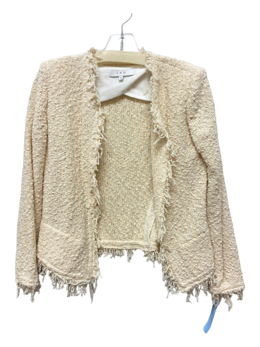 IRO, IRO Size 34 Cream Cotton Frayed Jacket