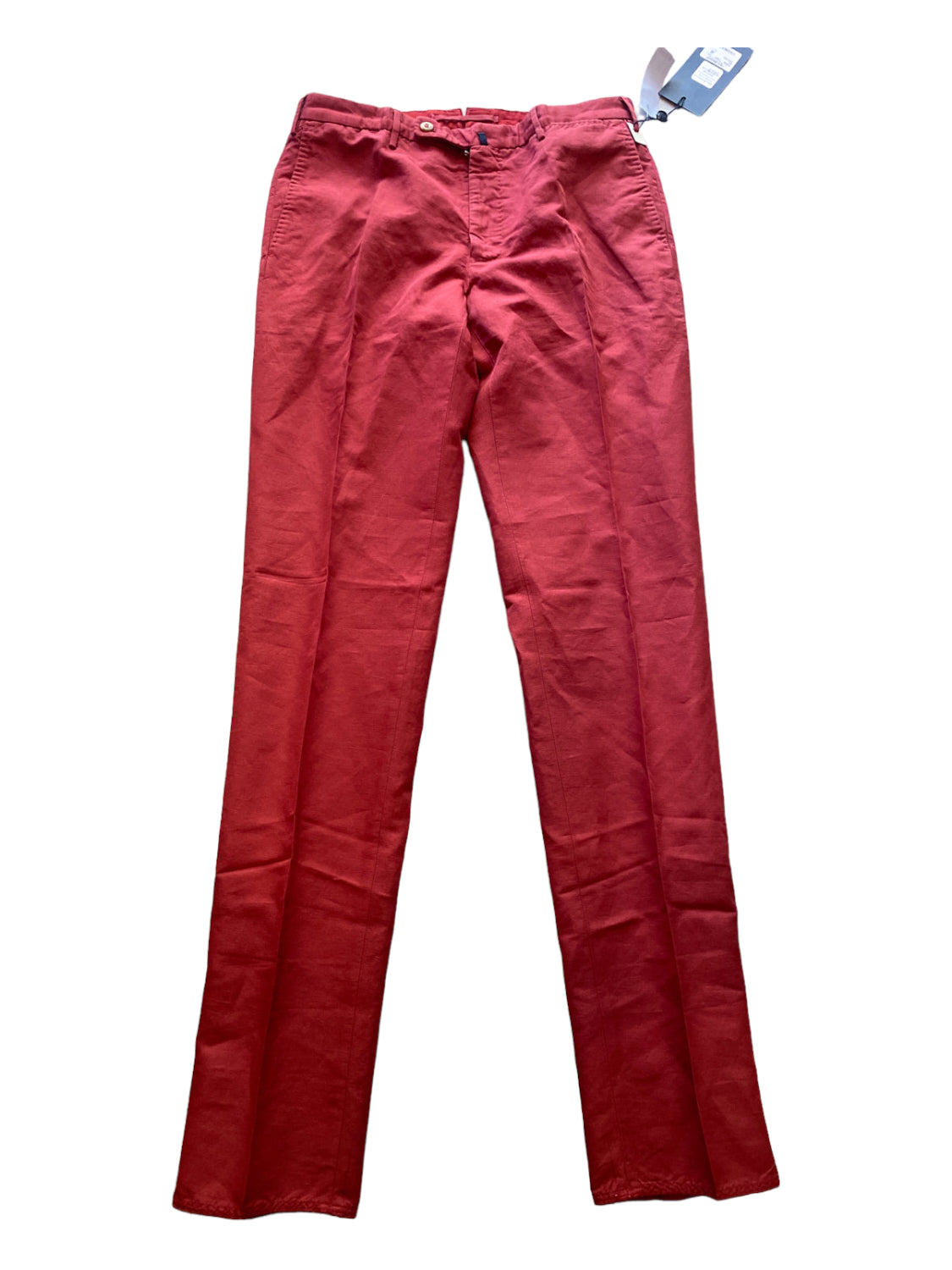 Incotex, Incotex NWT Size 48 Red Linen Blend Solid Khakis Men's Pants