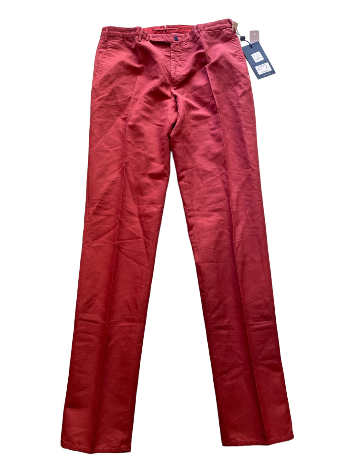 Incotex, Incotex NWT Size 50 Red Linen Blend Solid Khakis Men's Pants