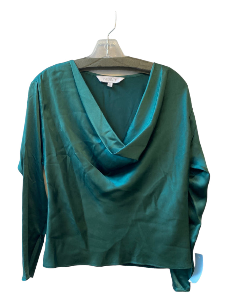 Intermix, Intermix Size 00 Green Silk Boat Neck Long Sleeve Top