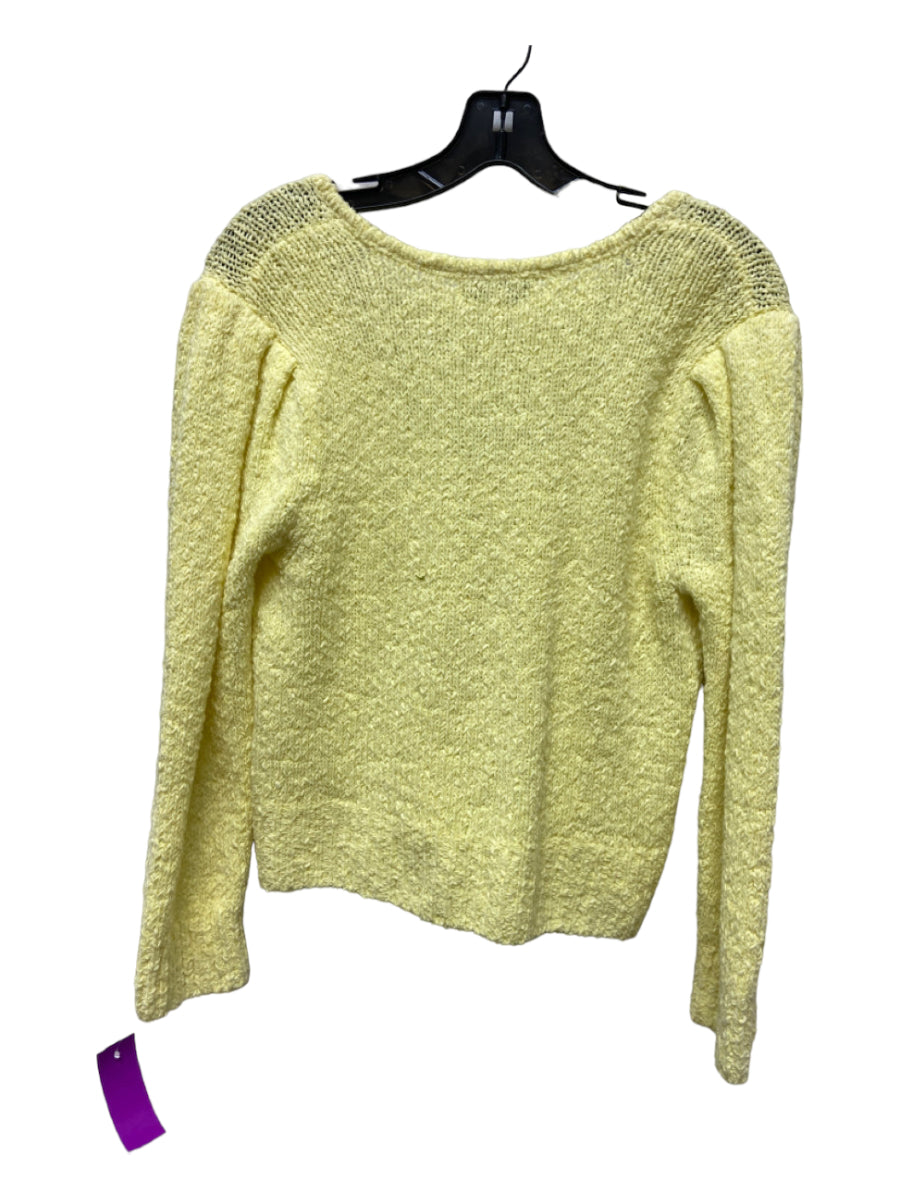 Intermix, Intermix Size M Yellow Cotton Knit V Neck Long Sleeve Sweater