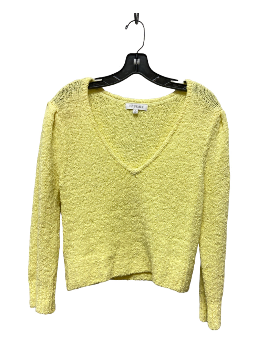 Intermix, Intermix Size M Yellow Cotton Knit V Neck Long Sleeve Sweater