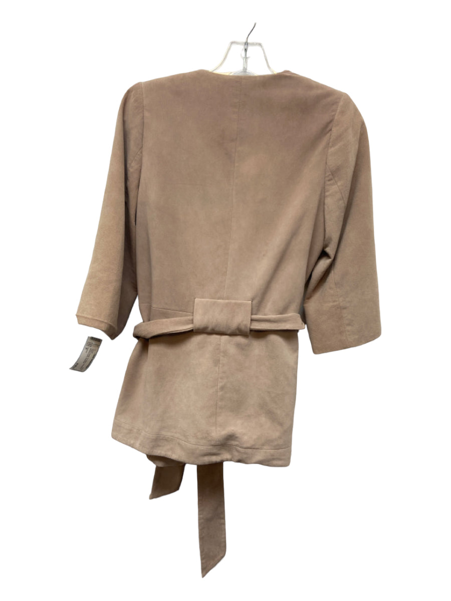 Intermix, Intermix Size P Taupe Suede Tie Waist Long Sleeve shoulder pads Jacket