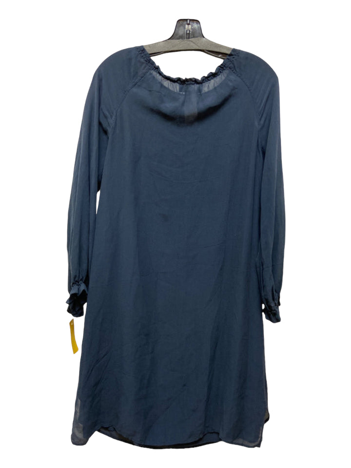 Isabel Marant, Isabel Marant Size 2 Navy Blue Silk Lined Keyhole Front Sheer Long Sleeve Dress