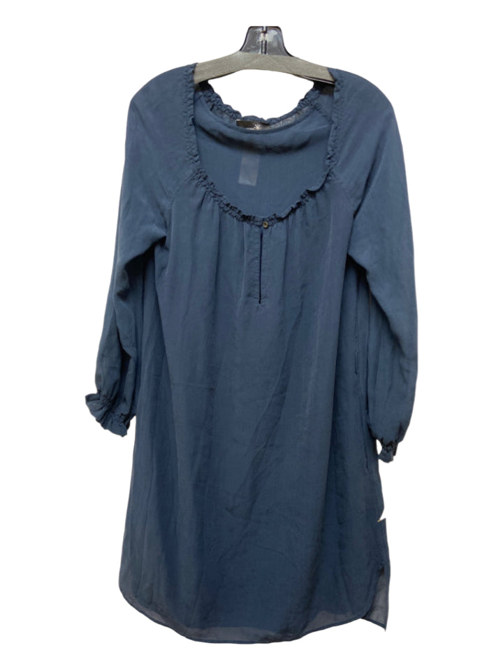 Isabel Marant, Isabel Marant Size 2 Navy Blue Silk Lined Keyhole Front Sheer Long Sleeve Dress