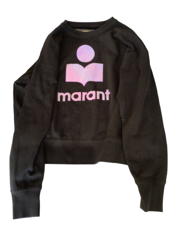 Isabel Marant, Isabel Marant Size 40 Black & Pink Cotton Blend Crew Neck Logo Sweater