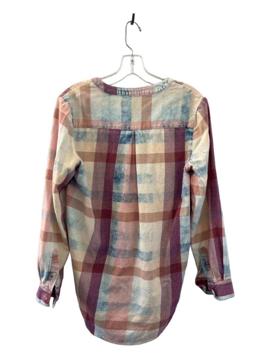 Isabella Sinclair, Isabella Sinclair Size S Maroon & Tan Cotton Long Sleeve Plaid Top