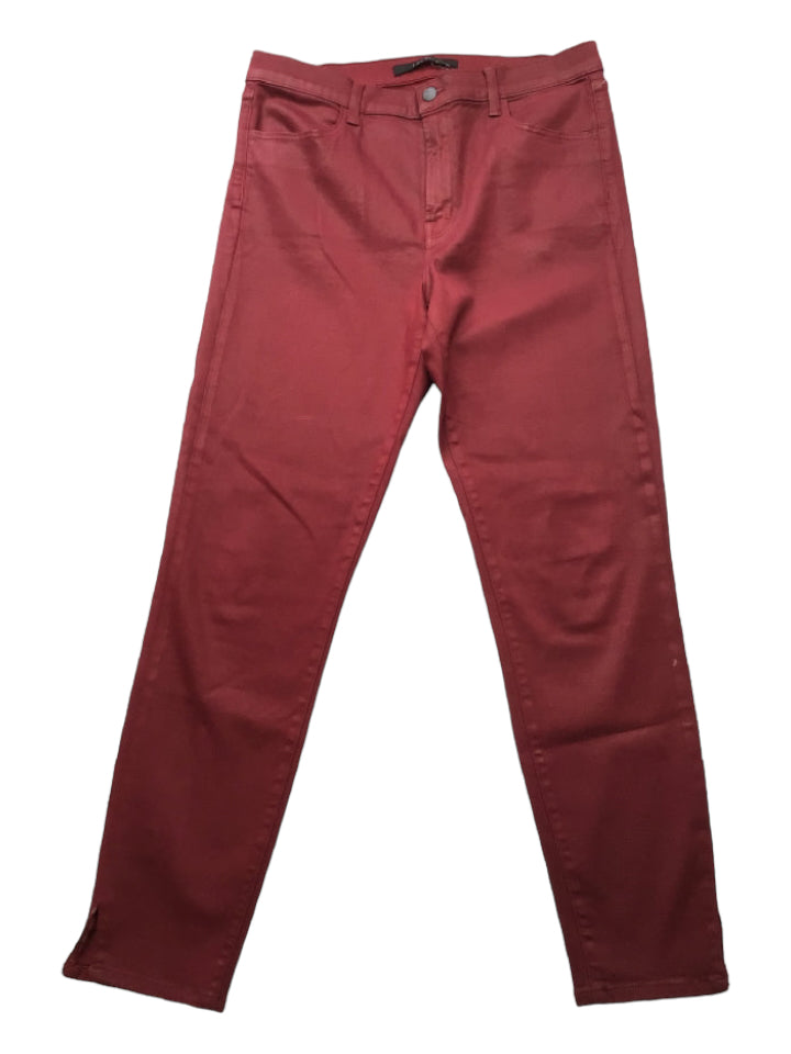 J Brand, J Brand Size 31 Maroon Red Cotton Blend Cropped Skinny Coated Pants