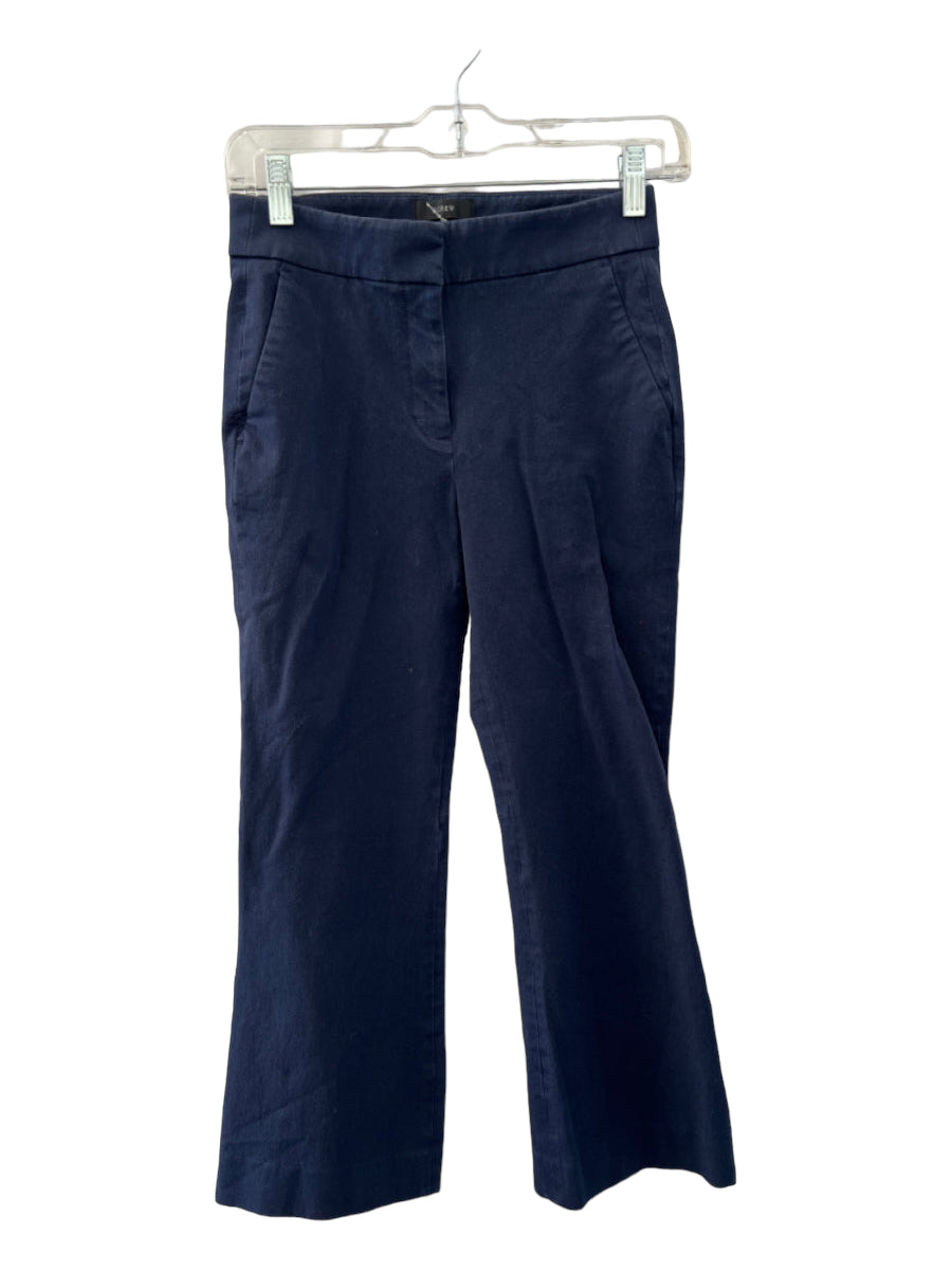 J. Crew, J Crew Size 00 Navy Cotton Mid Rise Straight Leg Zip Fly Slacks Pants