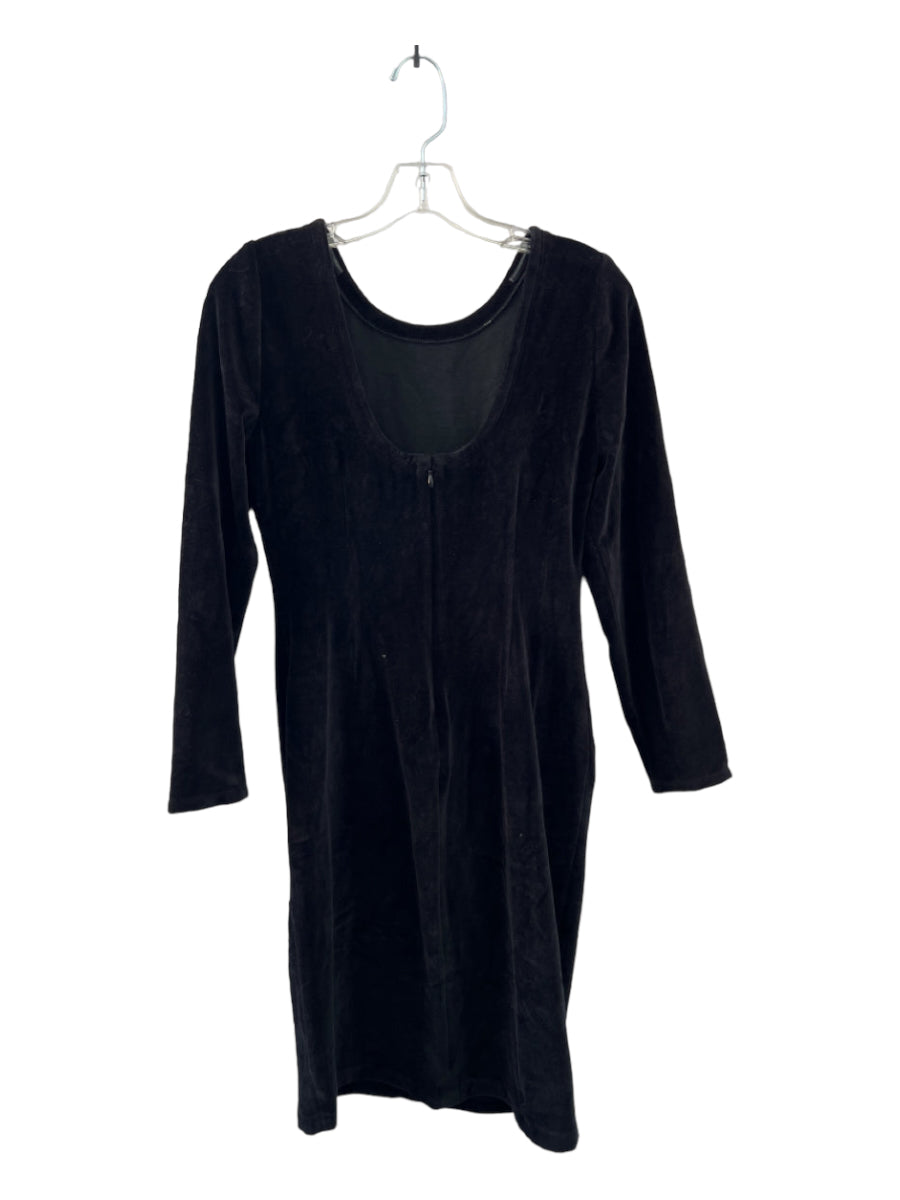 J. Crew, J Crew Size 10 Black Cotton Blend Velvet Long Sleeve Back Zip Mini Dress