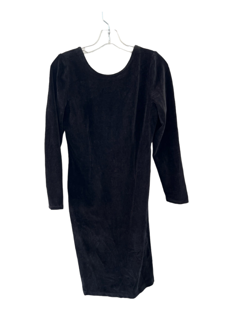 J. Crew, J Crew Size 10 Black Cotton Blend Velvet Long Sleeve Back Zip Mini Dress