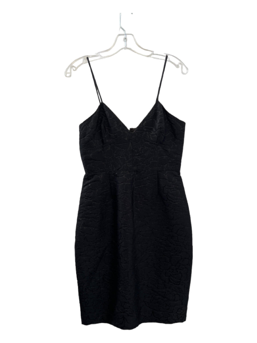 J. Crew, J Crew Size 4 Black Cotton & Silk Spaghetti Strap Floral Glitter Midi Dress