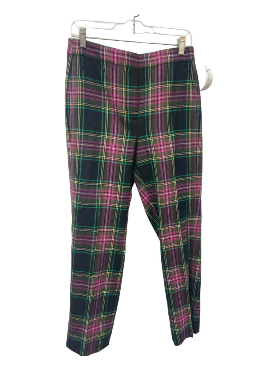 J. Crew, J Crew Size 6 Purple, Green, Black Wool Plaid Trouser Pants