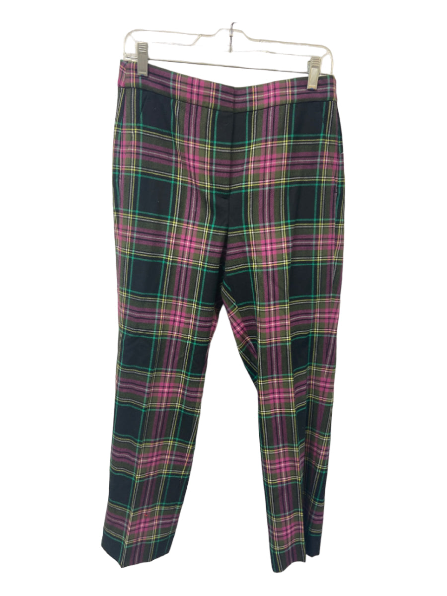 J. Crew, J Crew Size 6 Purple, Green, Black Wool Plaid Trouser Pants