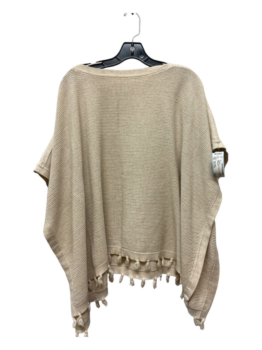 J Mclaughlin, J. McLaughlin Size One Size Beige Cotton Tassel Trim Poncho Sweater