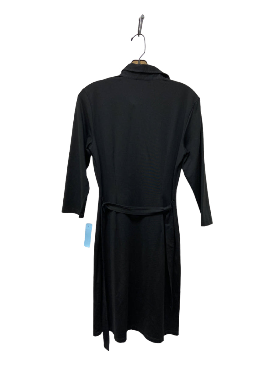 J Mclaughlin, J. McLaughlin Size S Black Nylon 3/4 Button 3/4 Sleeve Belt Inc. Midi Dress