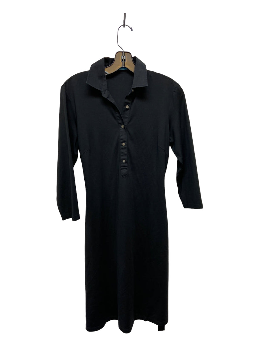 J Mclaughlin, J. McLaughlin Size S Black Nylon 3/4 Button 3/4 Sleeve Belt Inc. Midi Dress