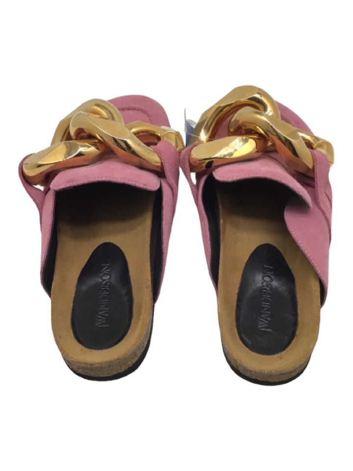 JW Anderson, JW Anderson Shoe Size 38 Dusty Pink Suede Gold Chain Detail Slip On Sandals