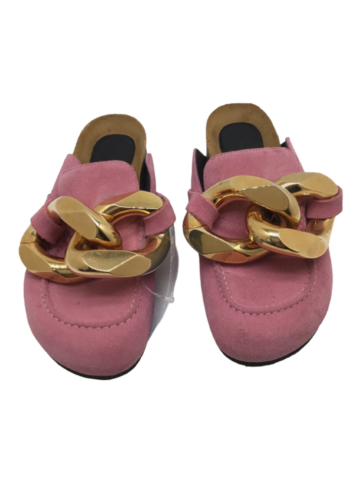 JW Anderson, JW Anderson Shoe Size 38 Dusty Pink Suede Gold Chain Detail Slip On Sandals