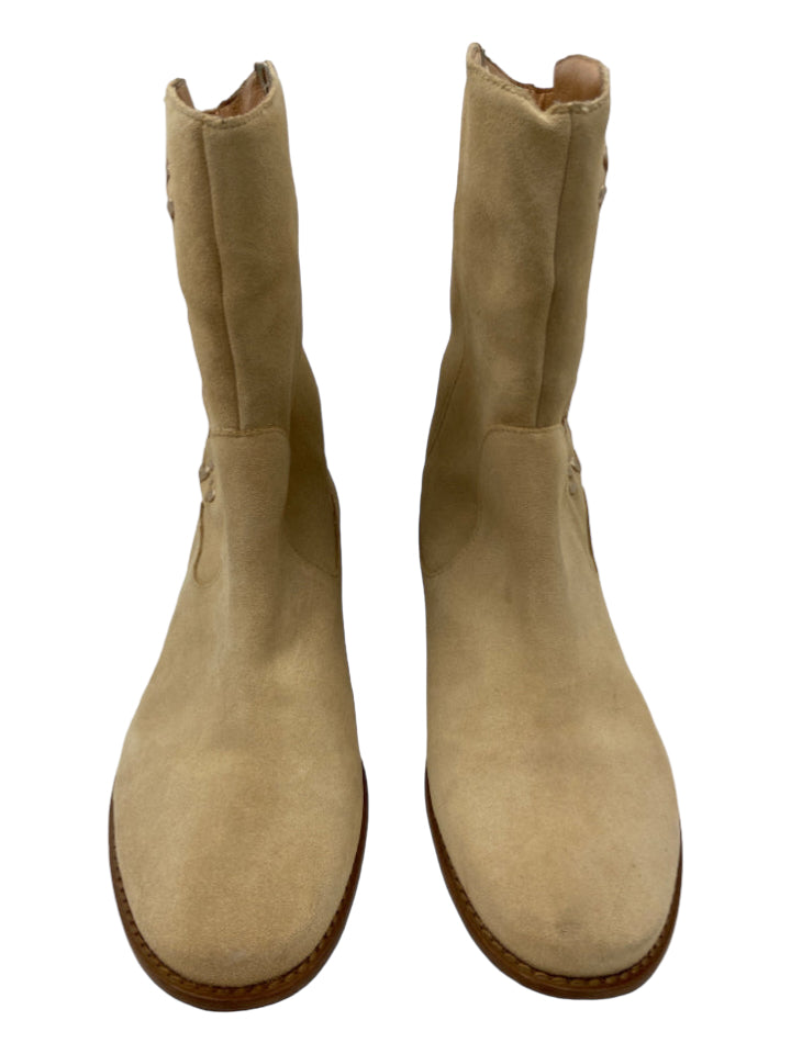 Jack Rogers, Jack Rogers Shoe Size 8.5 Beige & Rose Gold Suede Whipstitching Flat Booties