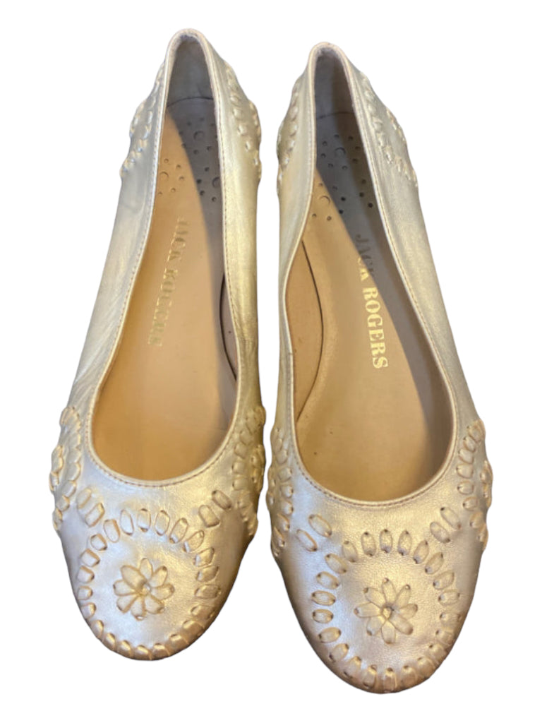 Jack Rogers, Jack Rogers Shoe Size Est 8.5 Champagne Leather round toe Sunburst Flats Shoes