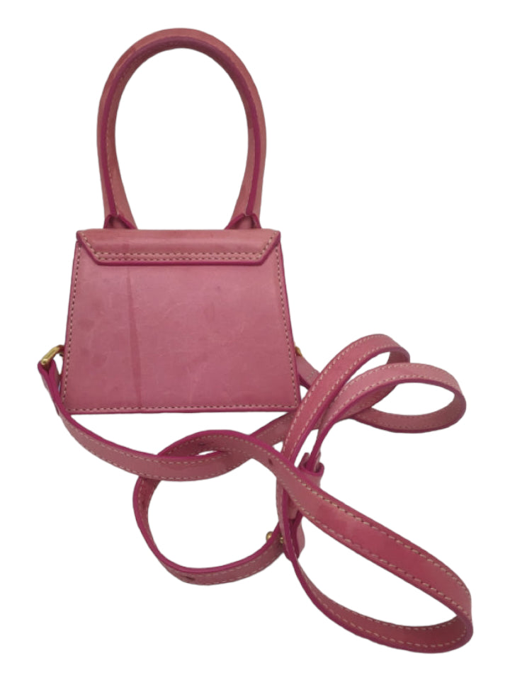 Jacquemus, Jacquemus Pink Leather Magnetic Snap Goldtone Hardware Detatchable Strap Bag