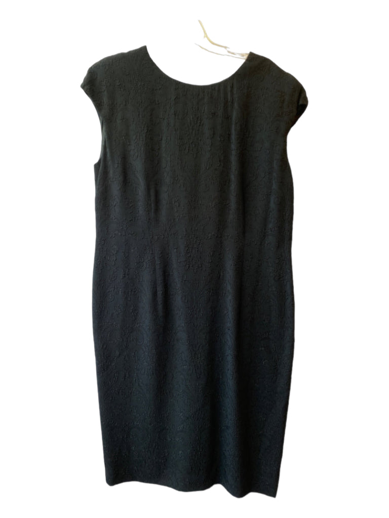 Jaeger, Jaeger Size 14 Black Viscose Blend Round Neck Cap Sleeve Back Zip Dress