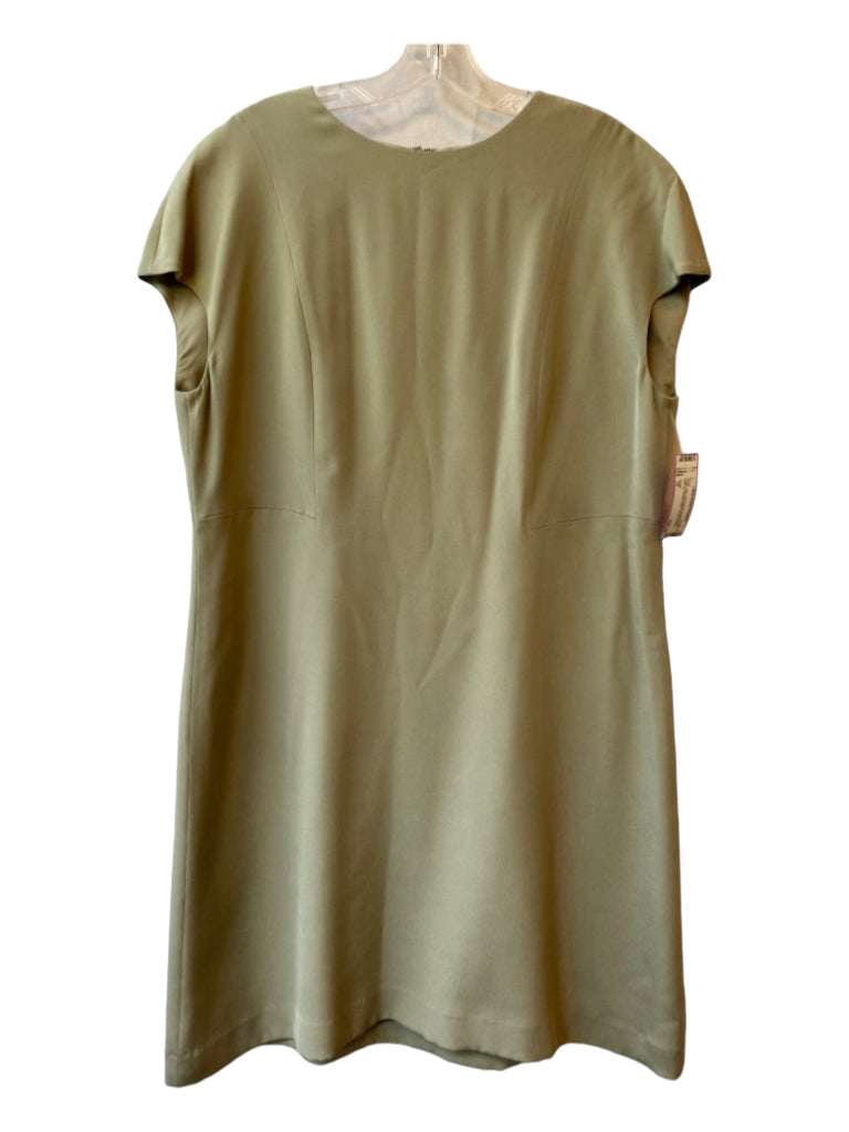 Jaeger, Jaeger Size 14 Taupe Silk Cap Sleeve Round Neck Back Zip Knee length Dress