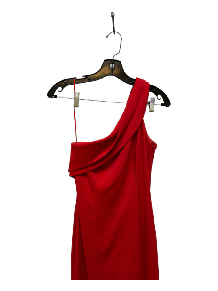 Jay Godfrey, Jay Godfrey Size 0 Red Polyester Blend One Shoulder Floor Length Gown