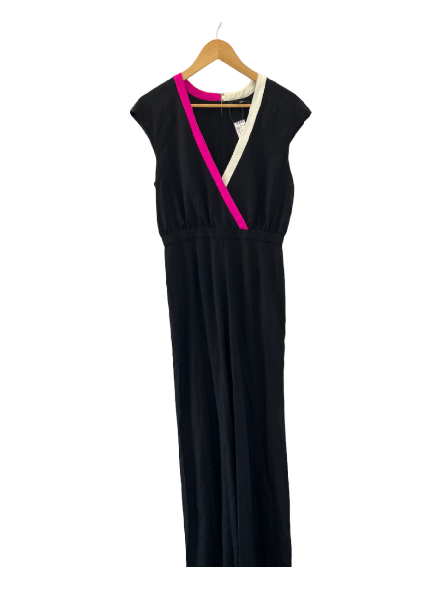 Jay Godfrey, Jay Godfrey Size 8 Black, White, Pink Sleeveless color block V Neck Jumpsuit