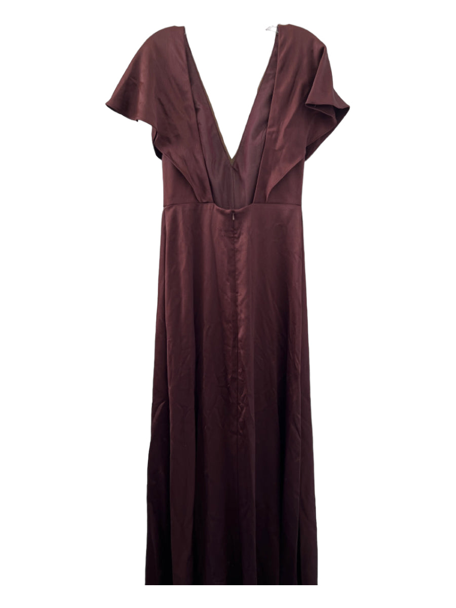 Jenny Yoo, Jenny Yoo Size 8 Maroon Cross Over Cap Sleeve Gown