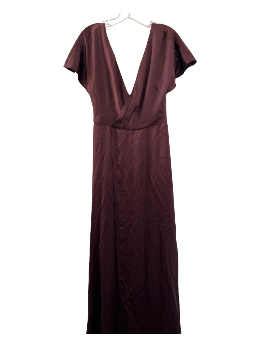 Jenny Yoo, Jenny Yoo Size 8 Maroon Cross Over Cap Sleeve Gown