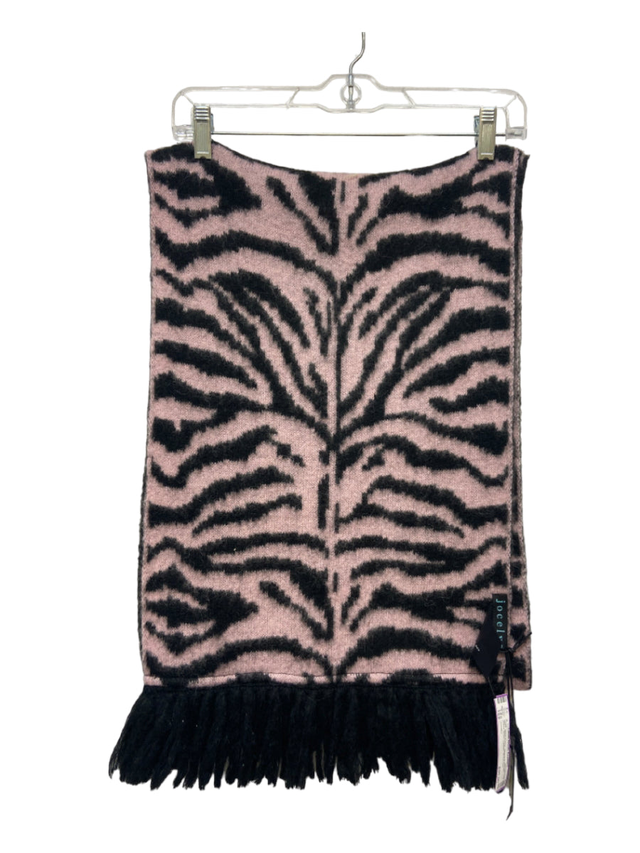 Jocelyn, Jocelyn Black & Pink Alpaca & Acrylic Zebra Stripe Tassels scarf