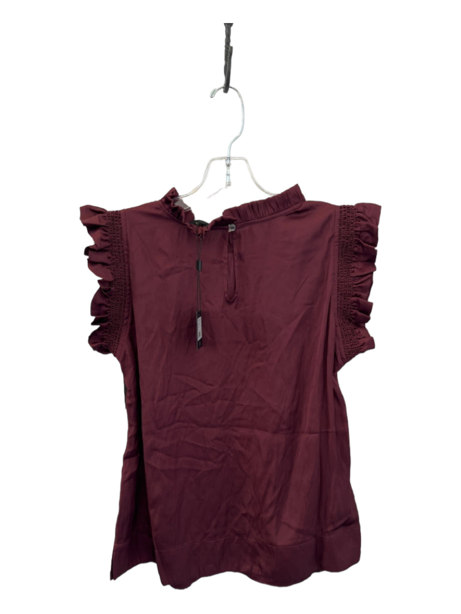 Joes, Joe's Size M Maroon Polyester Flutter Sleeves Ruffle Collar Top